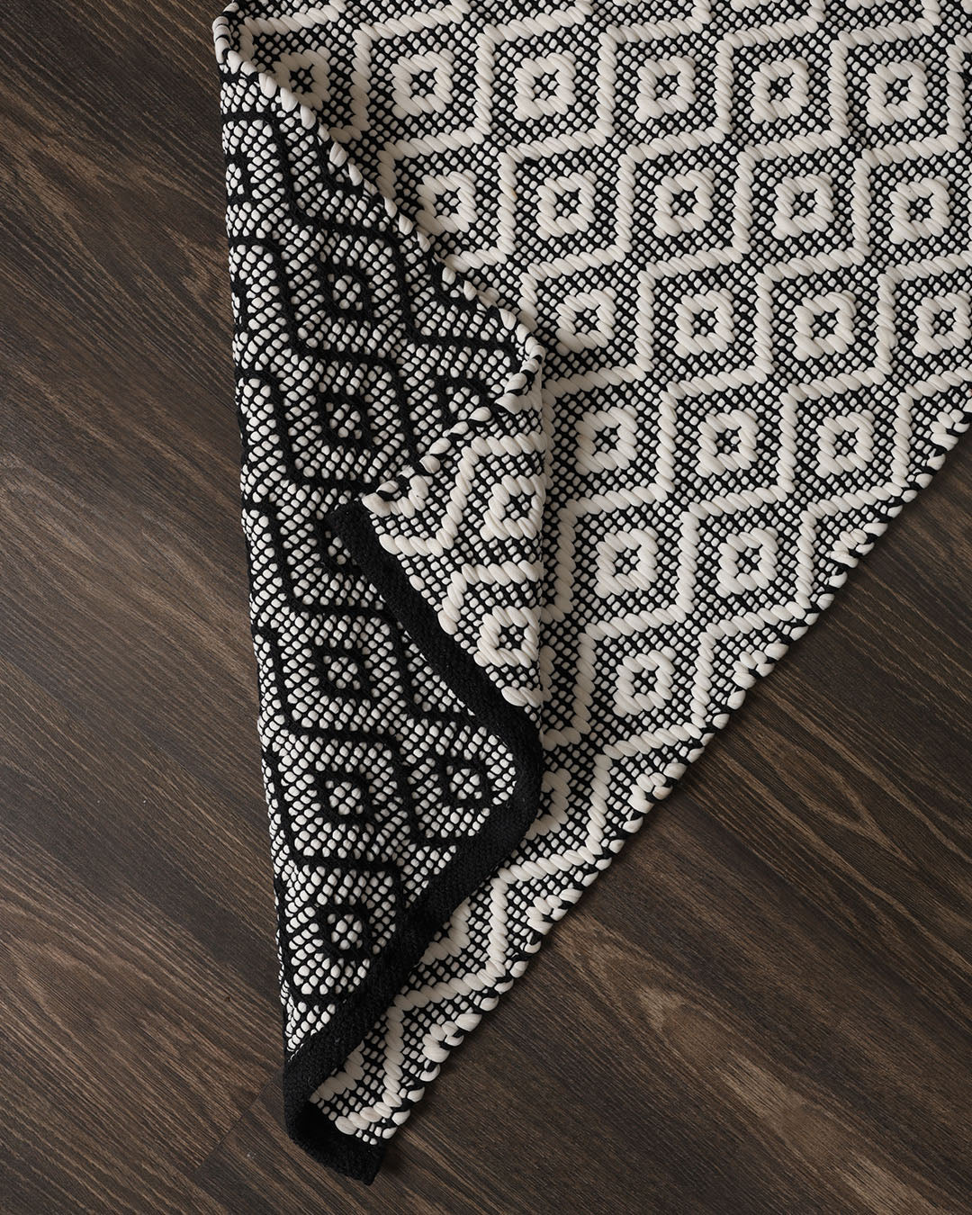 Monochrome Diamonds Handwoven Floor Runner