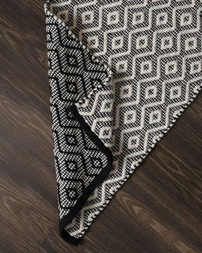 Monochrome Diamonds Handwoven Floor Runner
