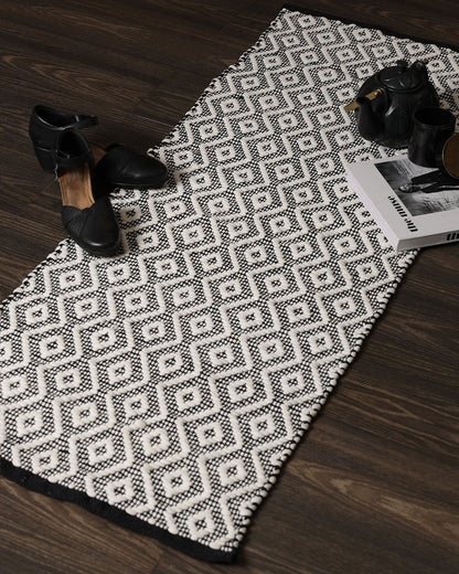 Monochrome Diamonds Handwoven Floor Runner