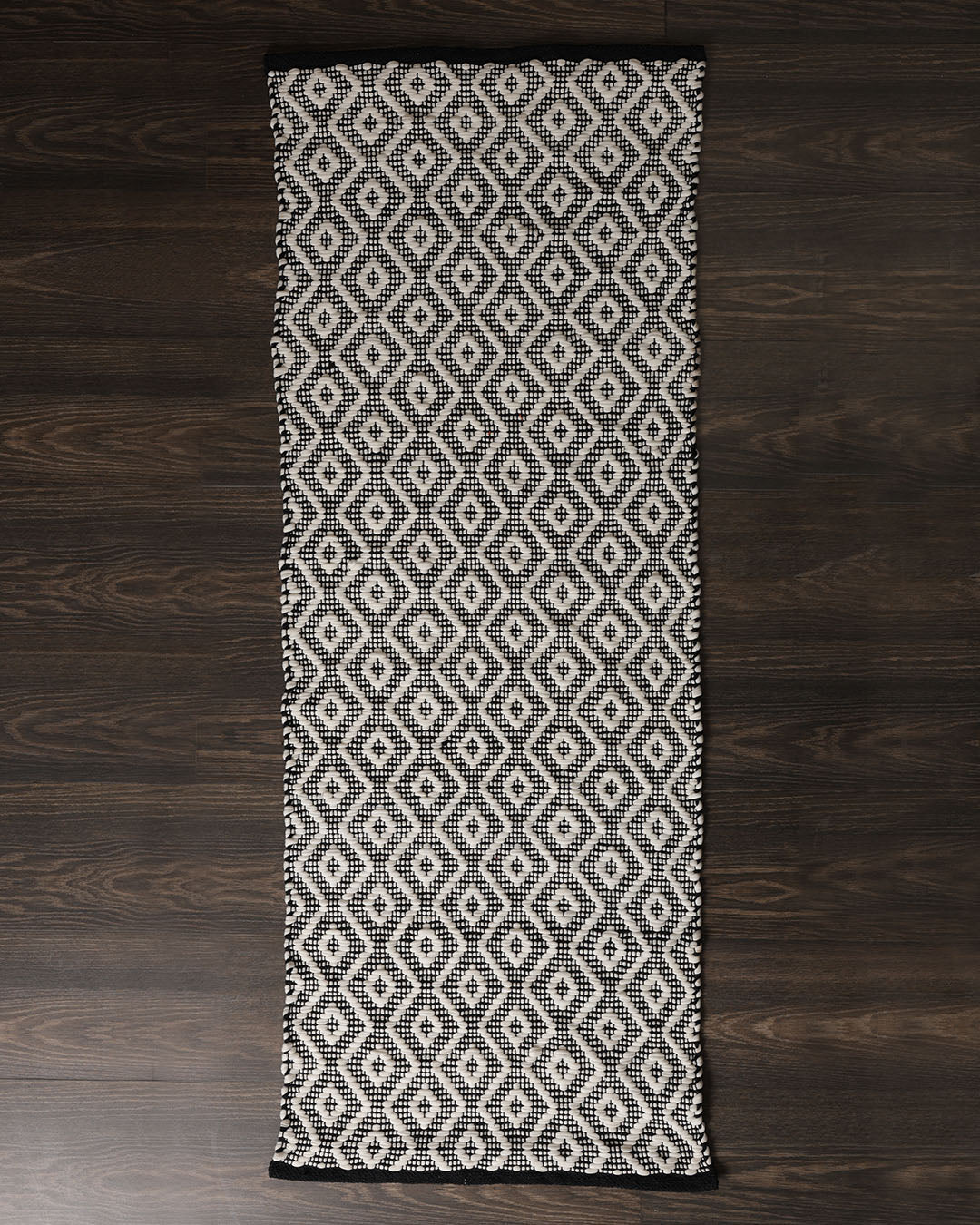 Monochrome Diamonds Handwoven Floor Runner