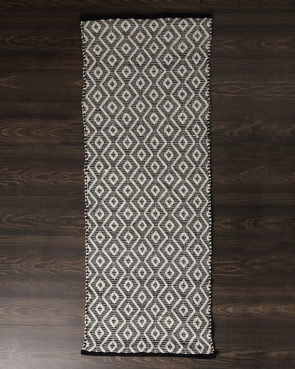 Monochrome Diamonds Handwoven Floor Runner